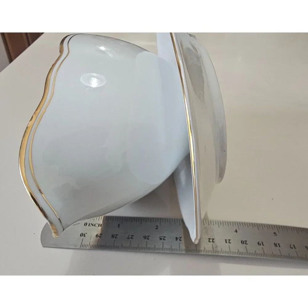 Bavaria Regency Gravy Boat Plate 16oz scallop edge gold trim Germany vtg Winterl - Picture 7 of 7